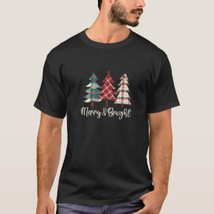 Merry And Bright Plaid Pattern Winter Vibes Christ T-Shirt