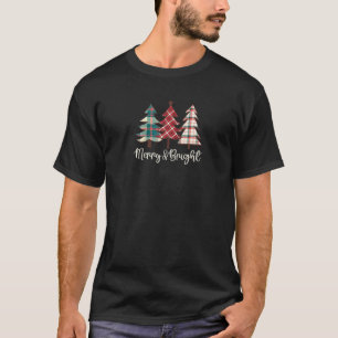 Merry And Bright Plaid Pattern Winter Vibes Christ T-Shirt