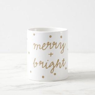 Merry and Bright Polka Dot Pattern Christmas Mug