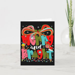Merry And Bright Preppy Coquette Bow Christmas Wom Card