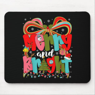 Merry And Bright Preppy Coquette Bow Christmas Wom Mouse Mat