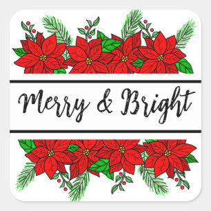 Merry and Bright   Pretty Christmas   Square Sticker