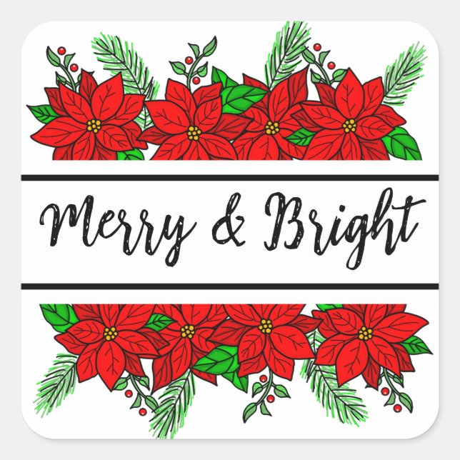 Merry and Bright | Pretty Christmas   Square Sticker (Front)