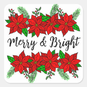 Merry and Bright   Pretty Christmas Square Sticker