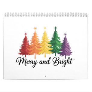 Merry And Bright Rainbow Christmas Tree Gay LGBTQ Calendar