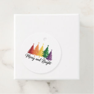 Merry And Bright Rainbow Christmas Tree Gay LGBTQ Favour Tags