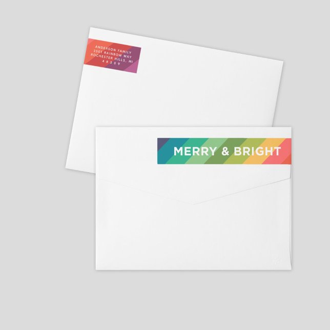 Merry and Bright Rainbow Christmas Wrap Around Label (Creator Uploaded)