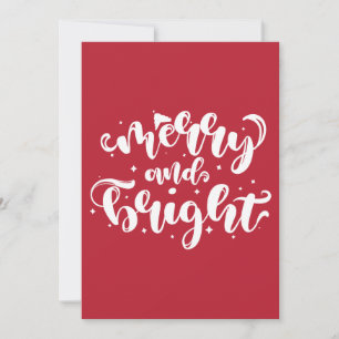 Merry and Bright Red Christmas Holiday Card