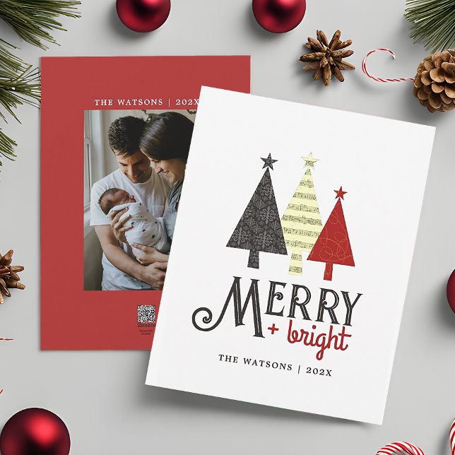 Merry and Bright Red Christmas Holiday Card (Creator Uploaded)