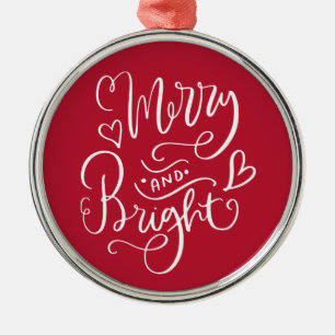 Merry And Bright Red Christmas  Metal Tree Decoration