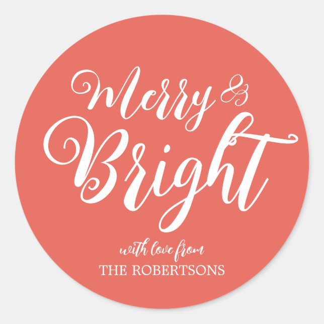Merry and Bright | Red Christmas Sticker (Front)