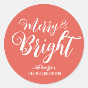 Merry and Bright   Red Christmas Sticker
