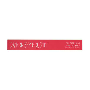Merry and Bright Red Christmas Wrap Around Label