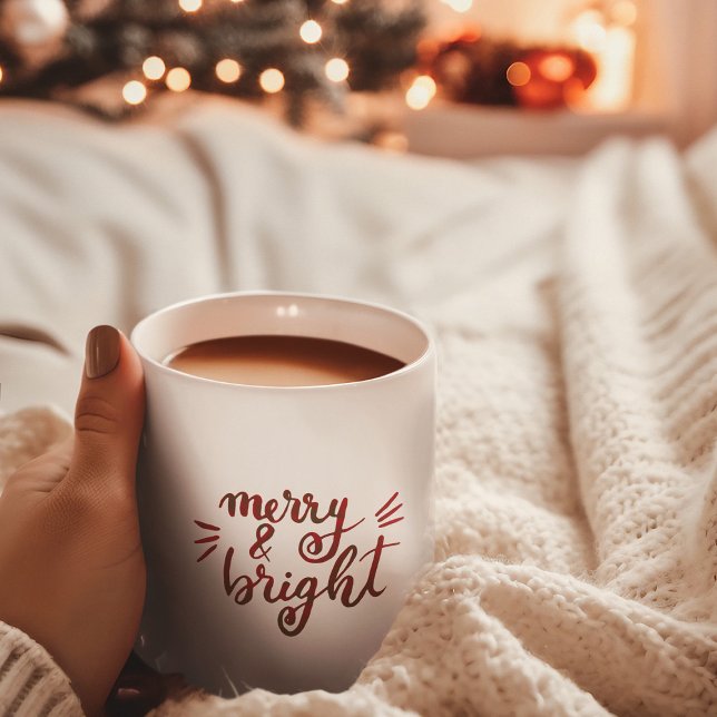 Merry and bright - red coffee mug (Creator Uploaded)