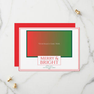 Merry And Bright Red Custom Photo Holiday Card