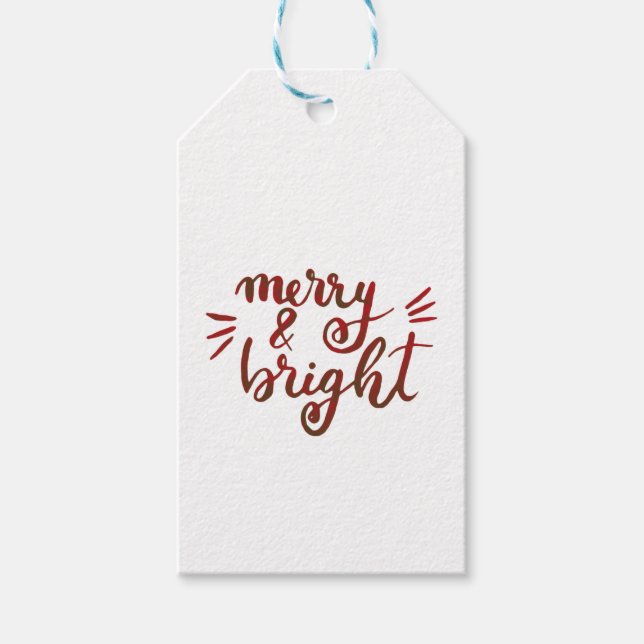 Merry and bright - red gift tags (Front)