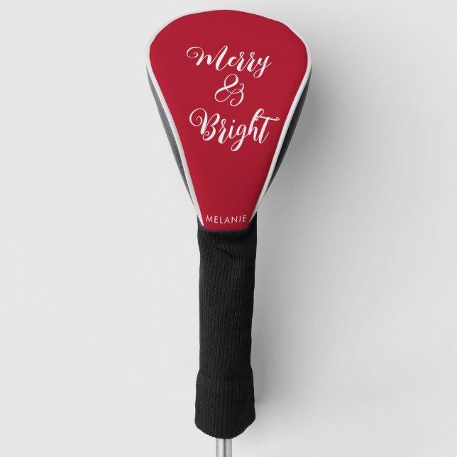 Merry and Bright Red  Golf Head Cover (Front)