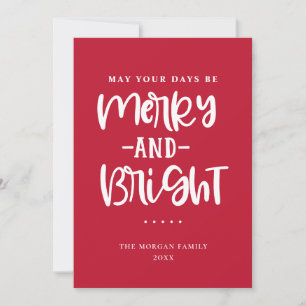 Merry And Bright Red Holiday Greeting Card