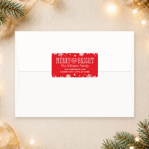 Merry and Bright Red Holiday Return Address Label