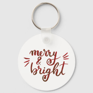 Merry and bright - red key ring