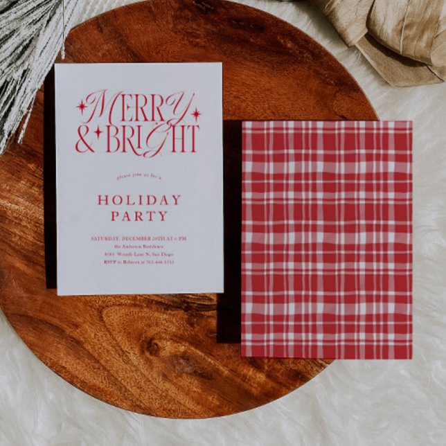 Merry and Bright Red Minimalist Invitation (Creator Uploaded)