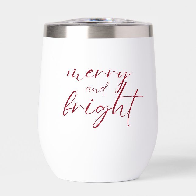 Merry and Bright red script Christmas (Front)