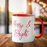 Merry and Bright Red Script Christmas Mug<br><div class="desc">Merry and Bright Red Script Christmas Mug</div>