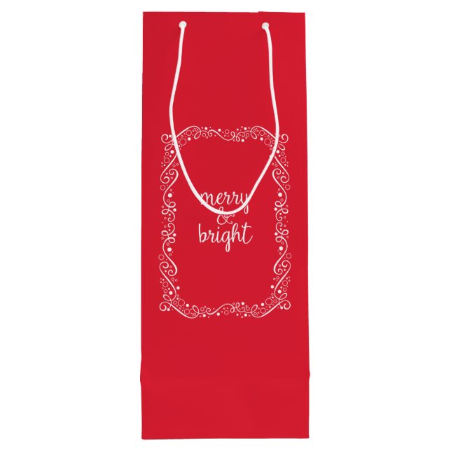 Merry and Bright Red Swirl Ribbon Holiday Bag (Back)