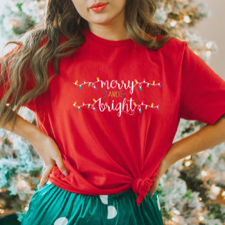 Merry and Bright Red Women's Christmas T-Shirt