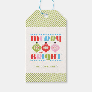 Merry and Bright Retro Personalised Gift Tags