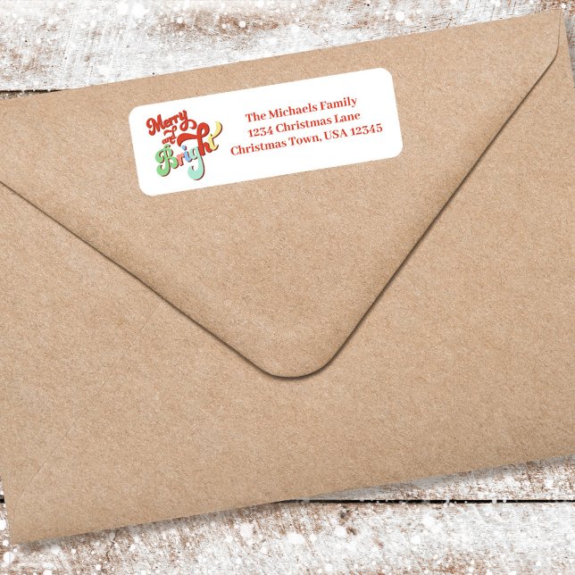 Merry and Bright Return Address Christmas (Merry and Bright Christmas return address label.)