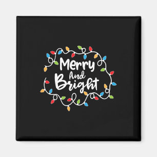 Merry And Bright Santa Christmas Xmas Lights Pajam Magnet