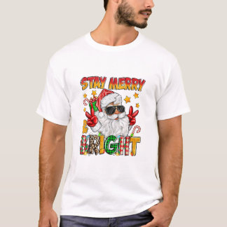 Merry And Bright Santa Claus T-Shirt