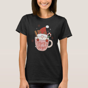 Merry And Bright Santa Hat Reindeer Christmas Hot  T-Shirt