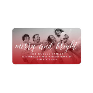 Merry And Bright Script Christmas Return Address Label
