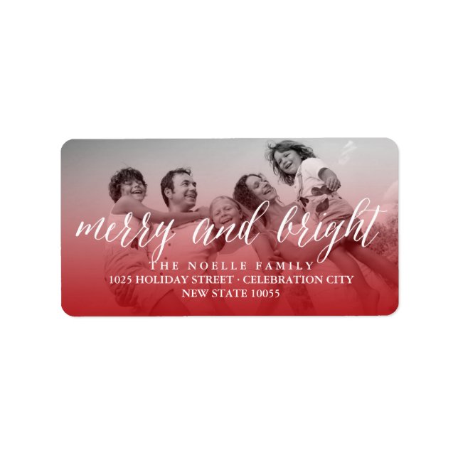 Merry And Bright Script Christmas Return Address Label (Front)