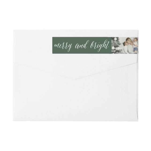 Merry And Bright Script Christmas Return Address Wrap Around Label (Back)