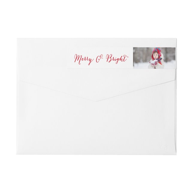 Merry and Bright Script Holiday Photo Wrap Around Label (Back)