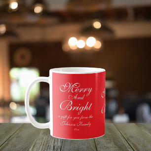  Merry And Bright Script Name Chic Red Christmas  Coffee Mug
