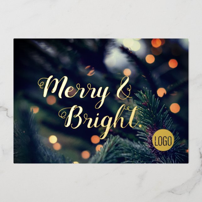 Merry and bright script Pine Holiday lights (Front)