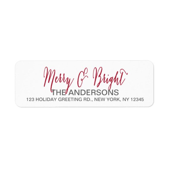 Merry and Bright Script Return Address Label