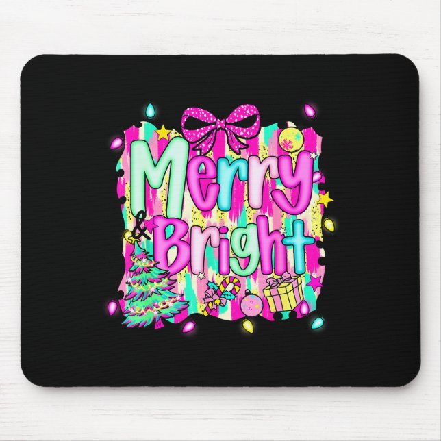 Merry And Bright Shirt Cute Christmas Holiday Men  Mouse Mat (Front)