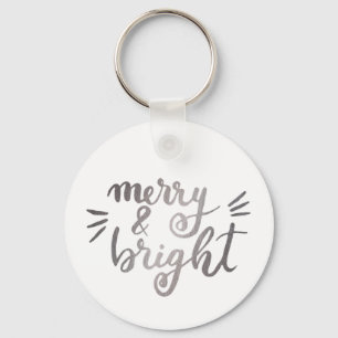Merry and bright - silver key ring