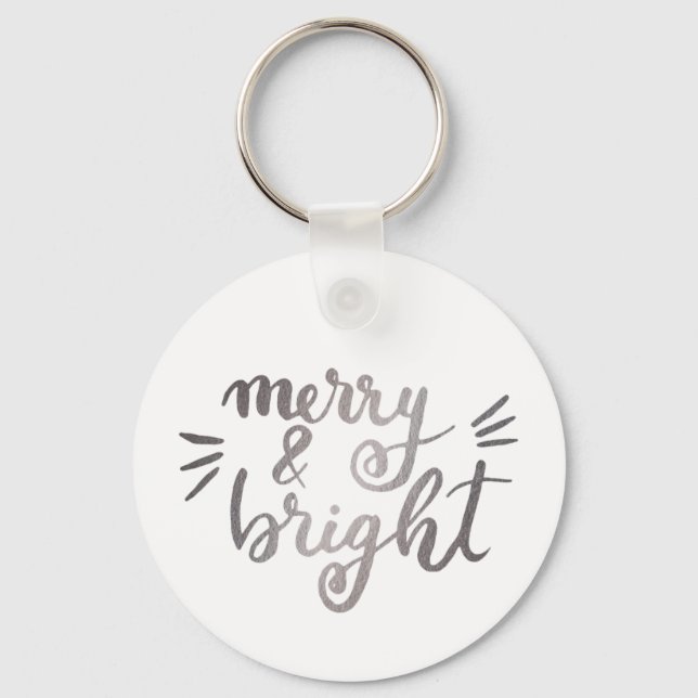 Merry and bright - silver key ring (Front)