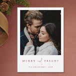 Merry and Bright Simple Elegant  Photo Christmas Holiday Card<br><div class="desc">This simply chic photo Christmas card template features an elegant, minimalist, modern design. The front features your names under your favourite photo and a 'MERRY and BRIGHT' message conveyed with a striking blend of two distinct fonts, with 'and' in a light, flowing script between the other two words, which are...</div>
