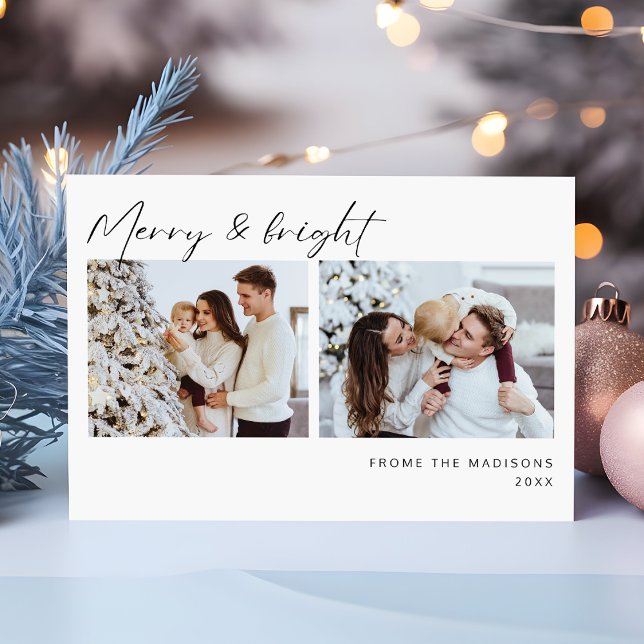 Merry and Bright Simple Family Christmas Photo Holiday Card (Creator Uploaded)