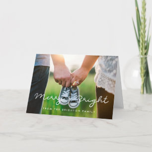 Merry and Bright Simple Family Photo Holiday Card