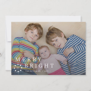Merry and Bright simple minimal photo Christmas Holiday Card