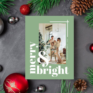 Merry and Bright Simple Photo Christmas Holiday Postcard