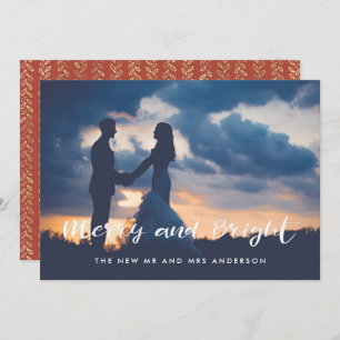 Merry and Bright Simple Photo Overlay Holiday Card